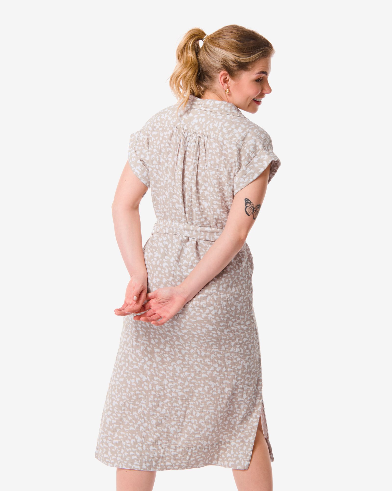 dames doorknoopjurk Lynn grijs grijs - 1000031157 - HEMA