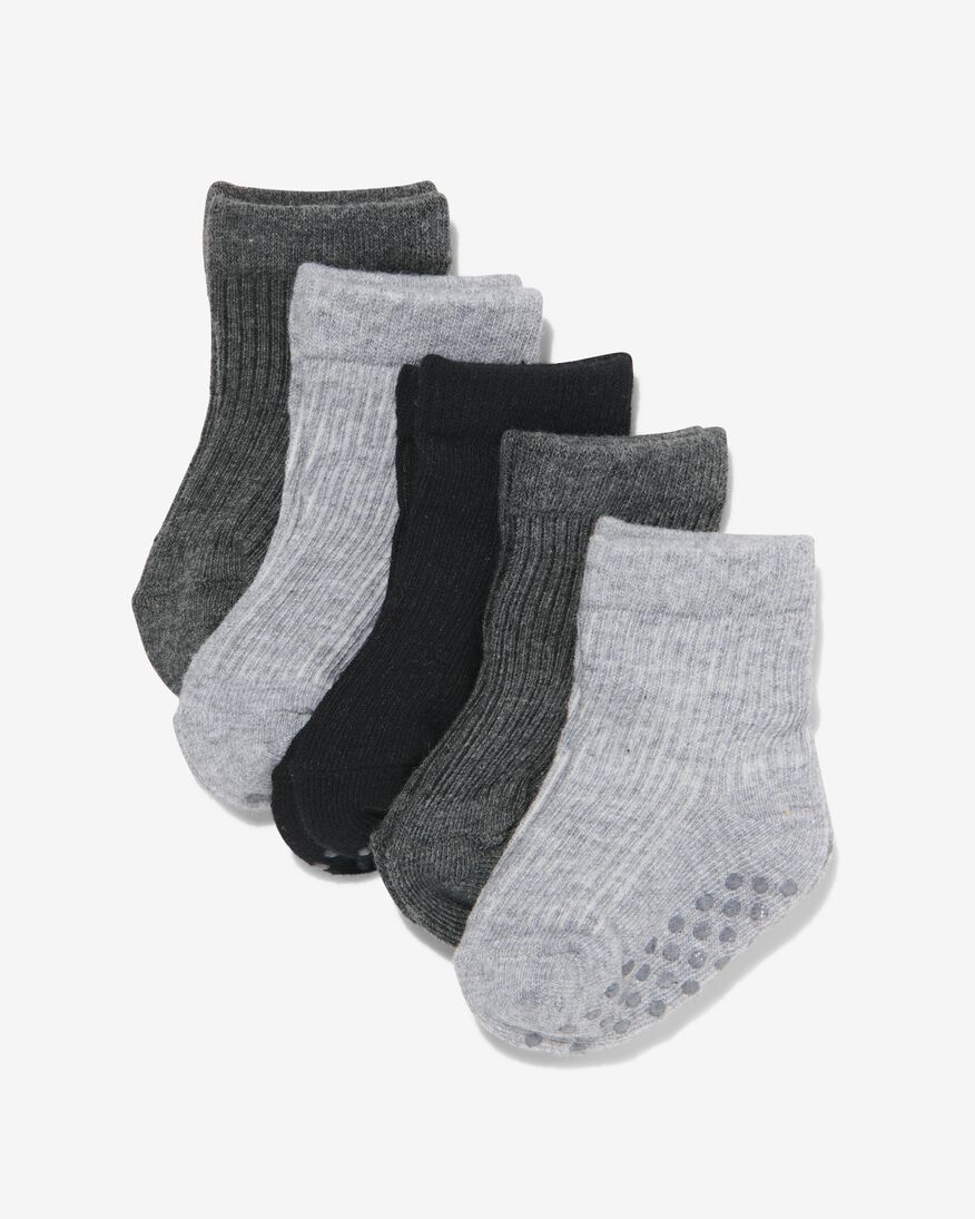 baby sokken met katoen - 5 paar grijs grijs - 1000028755 - HEMA