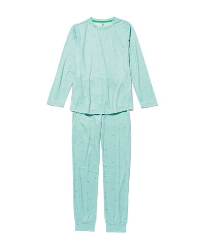 kinderpyjama micro hartjes lichtgroen 158/164 - 23040543 - HEMA