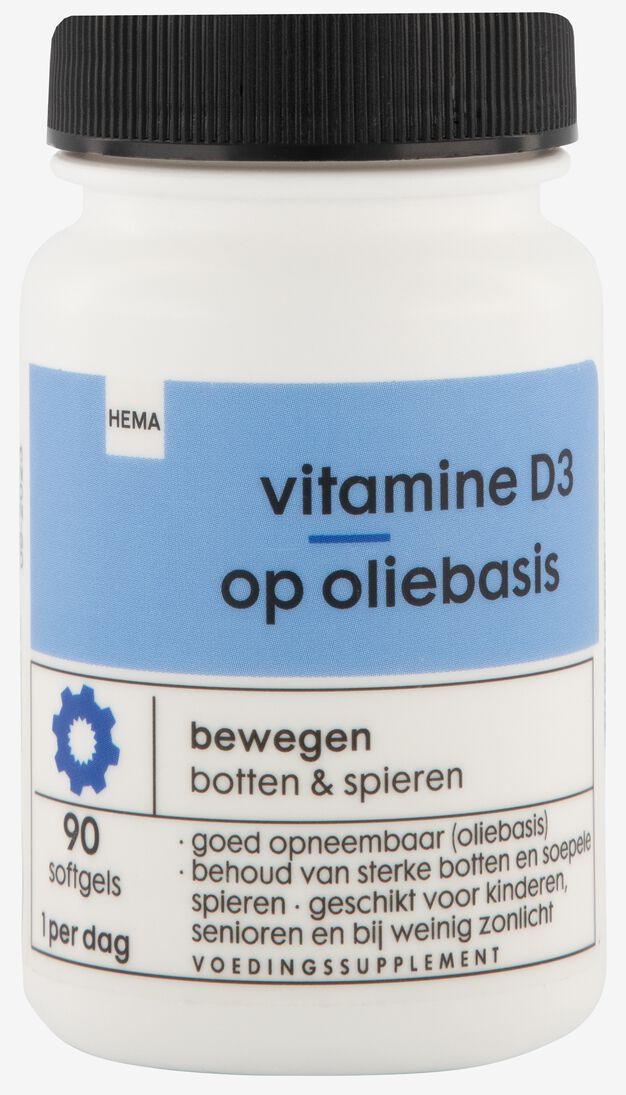 vitamine D3 op oliebasis - 90 stuks - 11402102 - HEMA
