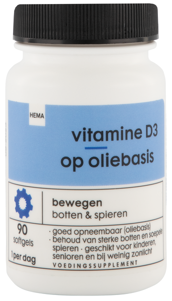 vitamine D3 op oliebasis - 90 stuks - 11402102 - HEMA