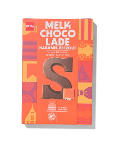 chocoladeletter melk karamel zeezout S 135gram karamel zeezout S - 24415019 - HEMA