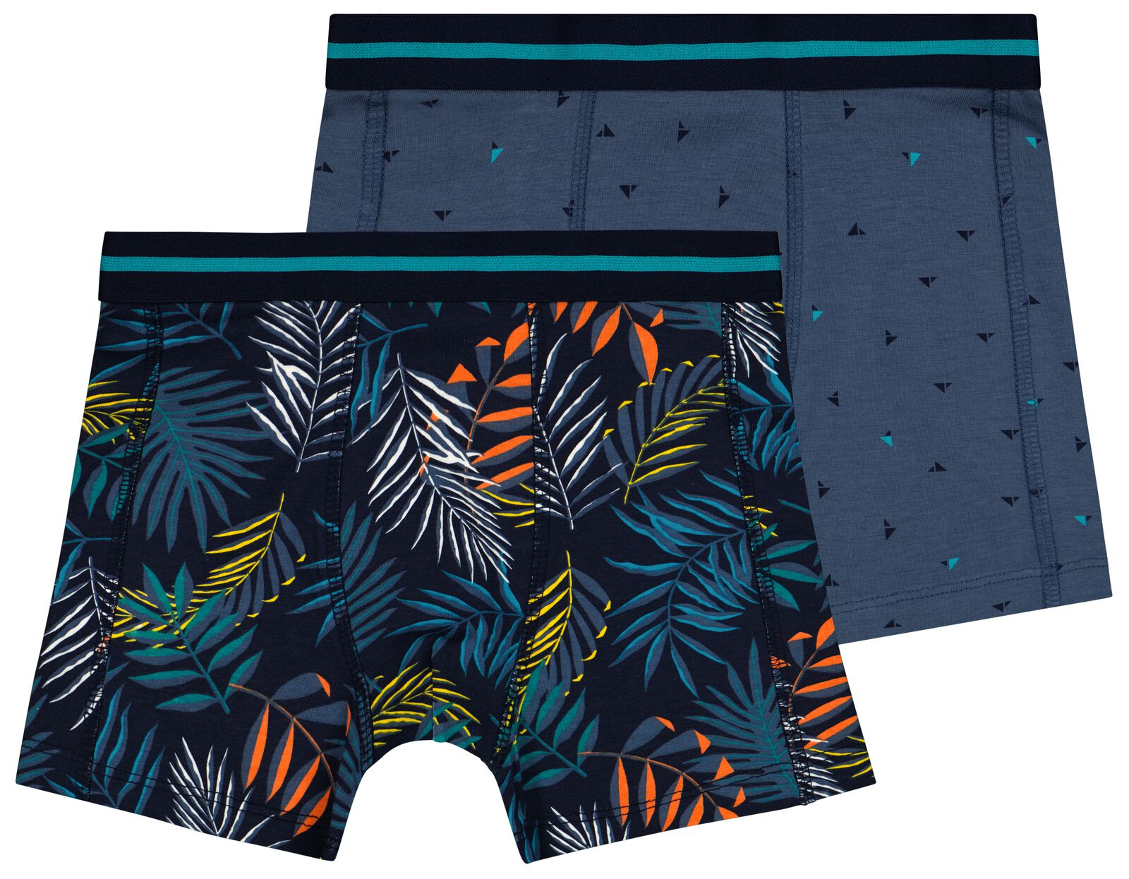 kinder boxers katoen/stretch - 2 stuks middenblauw - 1000028487 - HEMA