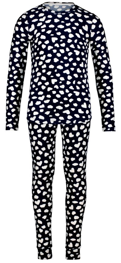 kinder pyjama met hartjes micro donkerblauw - 1000028989 - HEMA