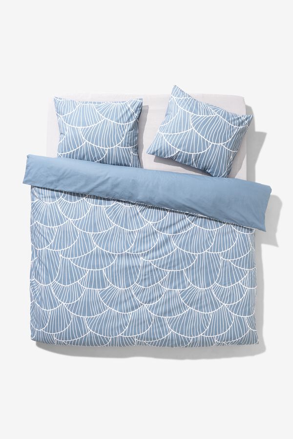 dekbedovertrek 240x200/220cm zacht katoen schelpen blauw - 5790193 - HEMA