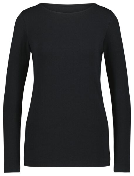 dames t-shirt boothals zwart zwart - 1000025545 - HEMA