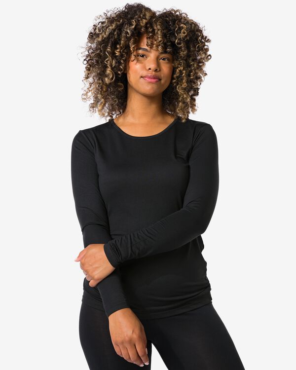 dames thermo t-shirt zwart zwart - 1000022106 - HEMA