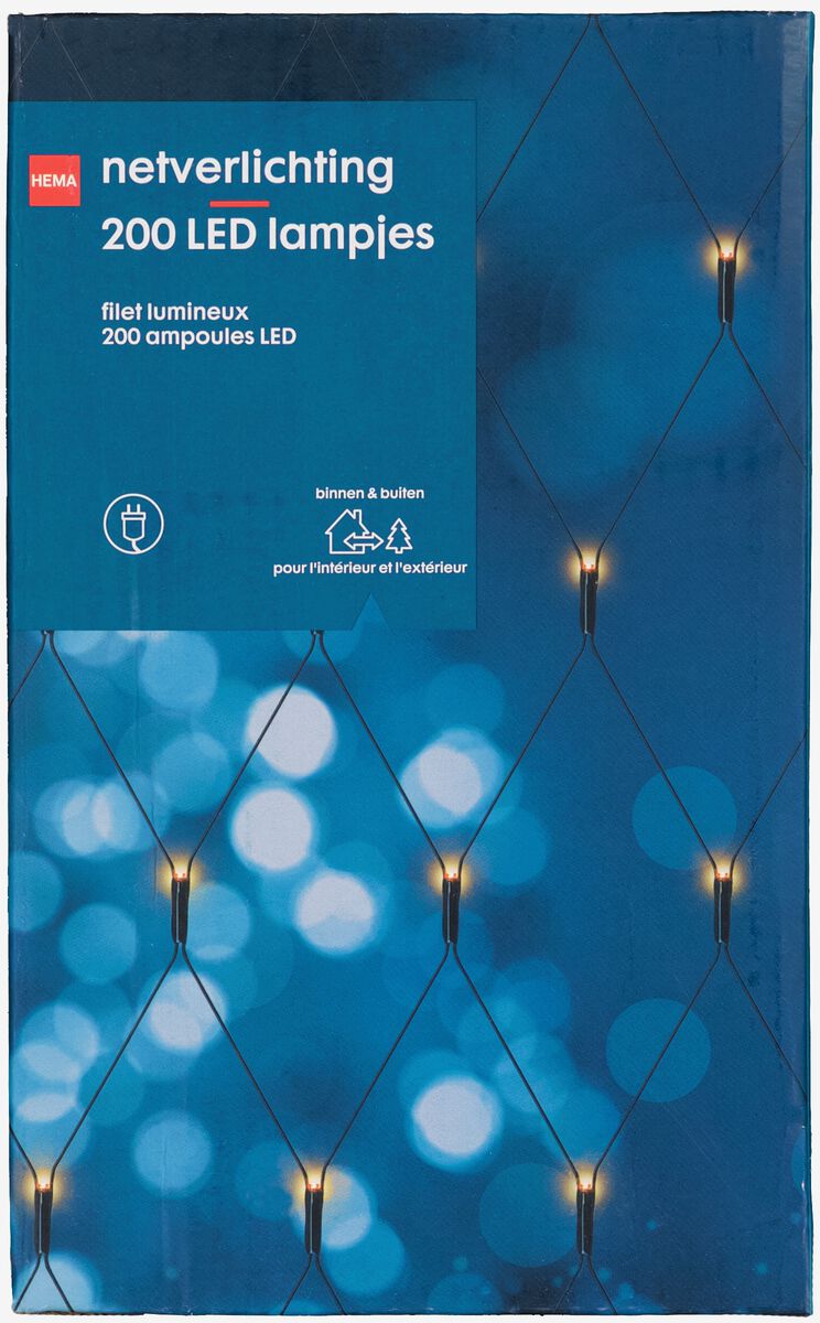 lichtnet 1.4x2m 200 LED lampjes met snoer 10m - 25590038 - HEMA