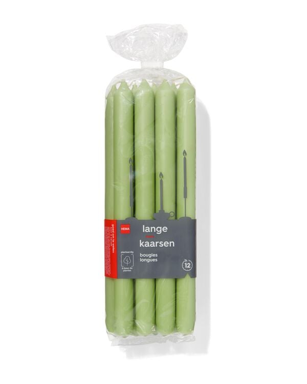 lange huishoudkaarsen Ø2.2x29 - 12 stuks mintgroen mintgroen - 2000000366 - HEMA