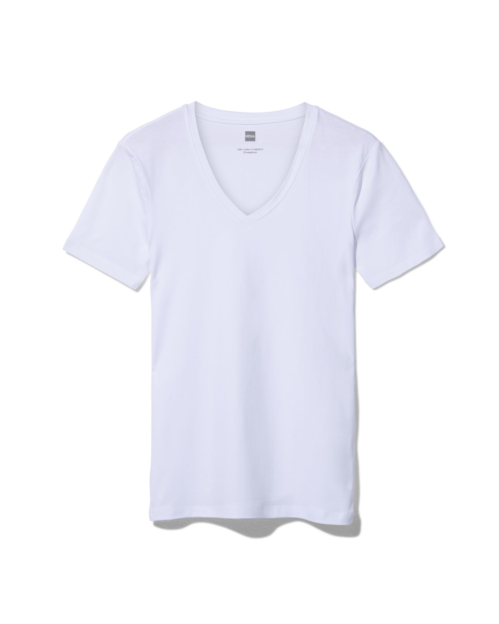 Image of HEMA Heren T-shirt Slim Fit Diepe V-hals Wit (wit)