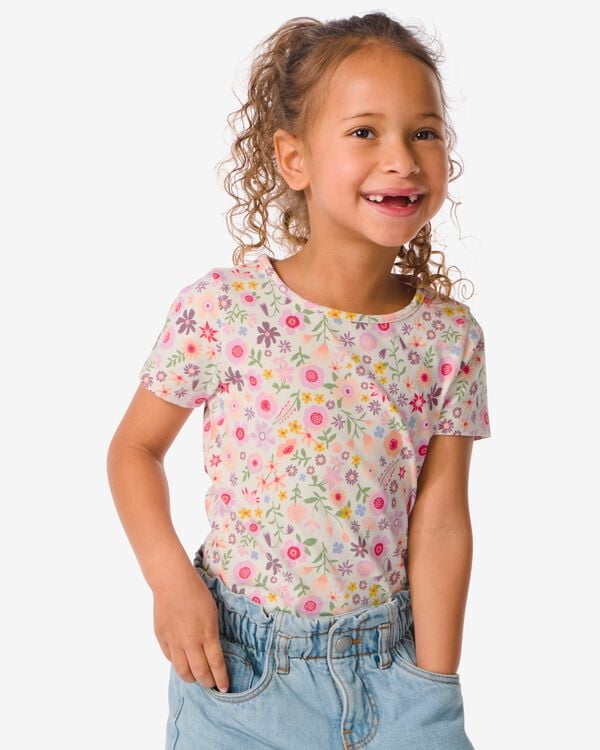 kinder t-shirt met bloemen roze roze - 30864100PINK - HEMA