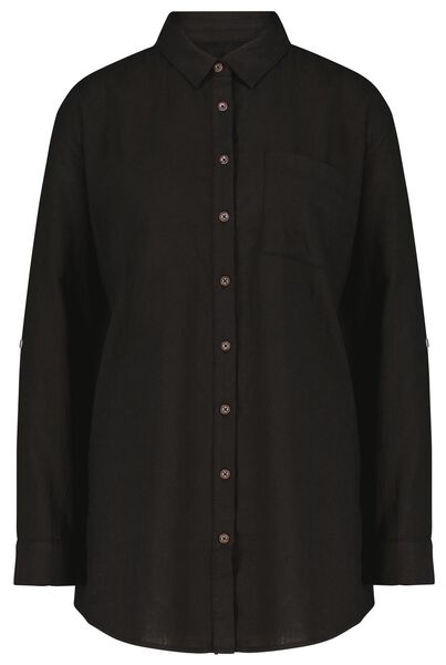 dames blouse met linnen zwart - 1000024289 - HEMA