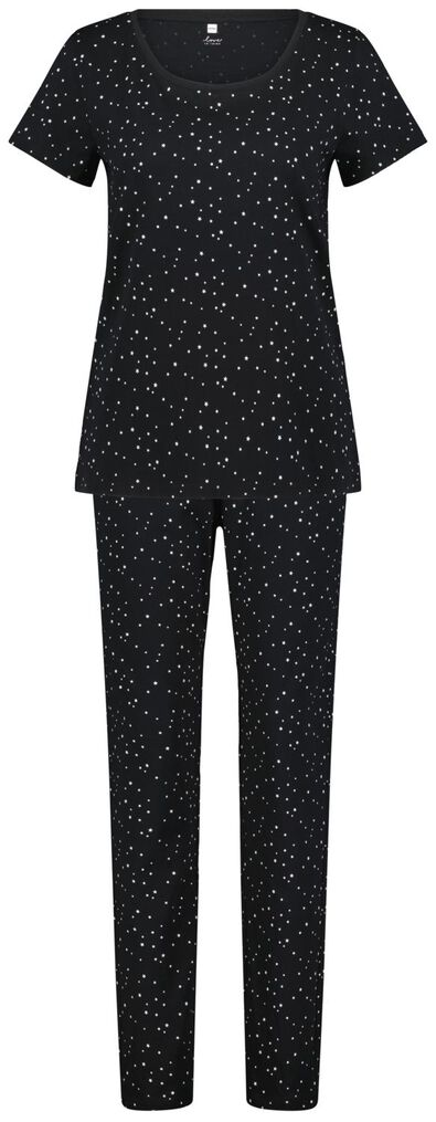 dames pyjama katoen zwart - 1000026651 - HEMA