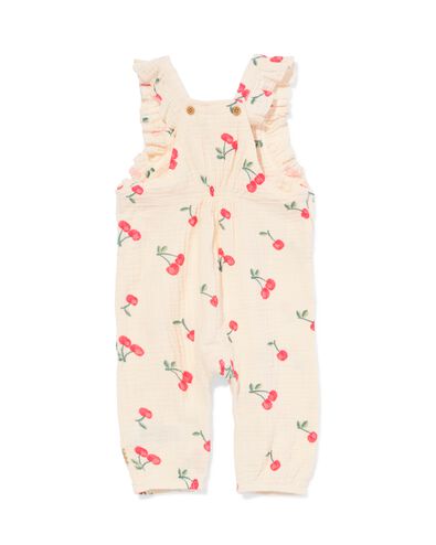 newborn jumpsuit mousseline kersen ecru ecru - 33422920ECRU - HEMA
