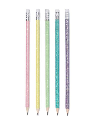 potlodenset glitter - 5 stuks - 14470111 - HEMA
