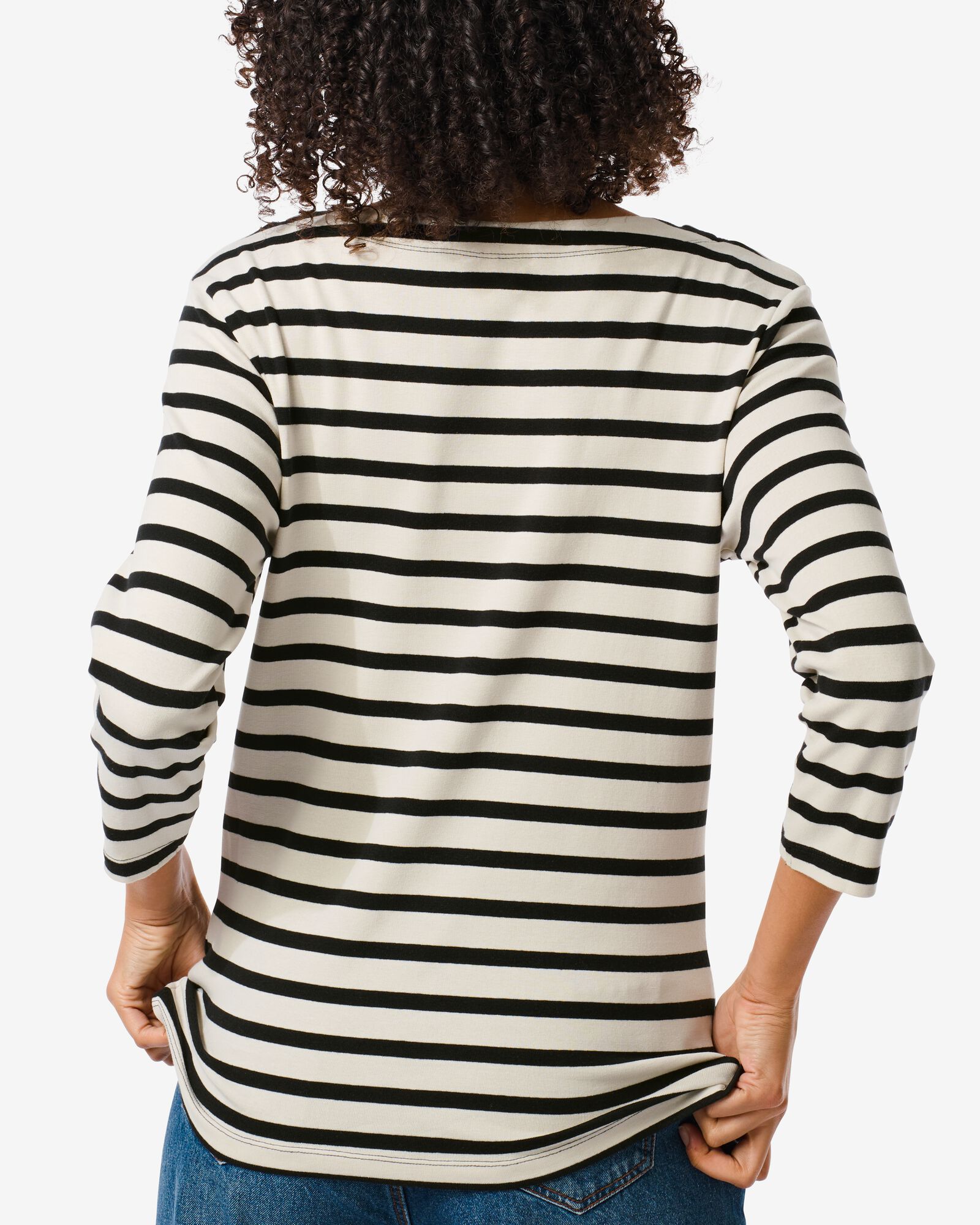 dames t-shirt Cara met boothals wit/zwart wit/zwart - 36351280WHITEBLACK - HEMA