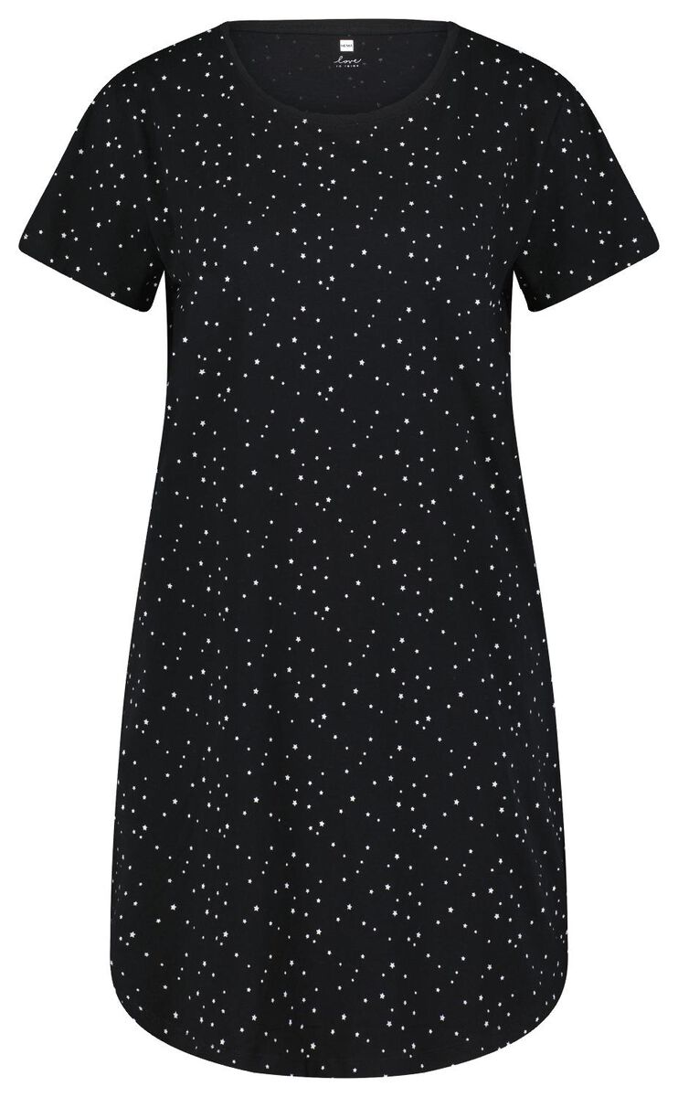 dames nachthemd katoen zwart XL - 23402334 - HEMA
