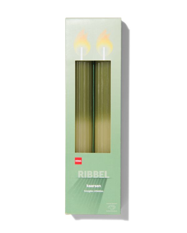 huishoudkaarsen met ribbels Ø3.5x25 groen - 2 stuks - 13506073 - HEMA