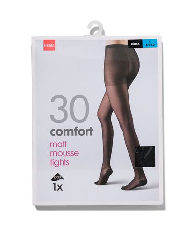 comfort panty matt-mousse 30 denier zwart 48/52 - 4042368 - HEMA
