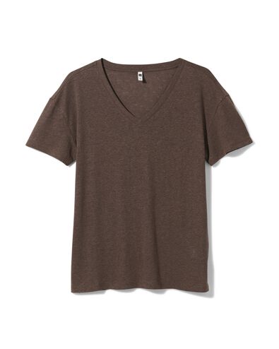 dames t-shirt Evie met linnen bruin bruin - 36263850BROWN - HEMA
