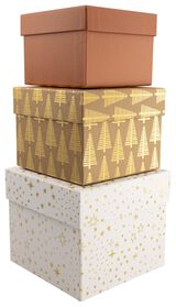 kartonnen cadeaudozen met deksel goud - 3 stuks - 25730038 - HEMA