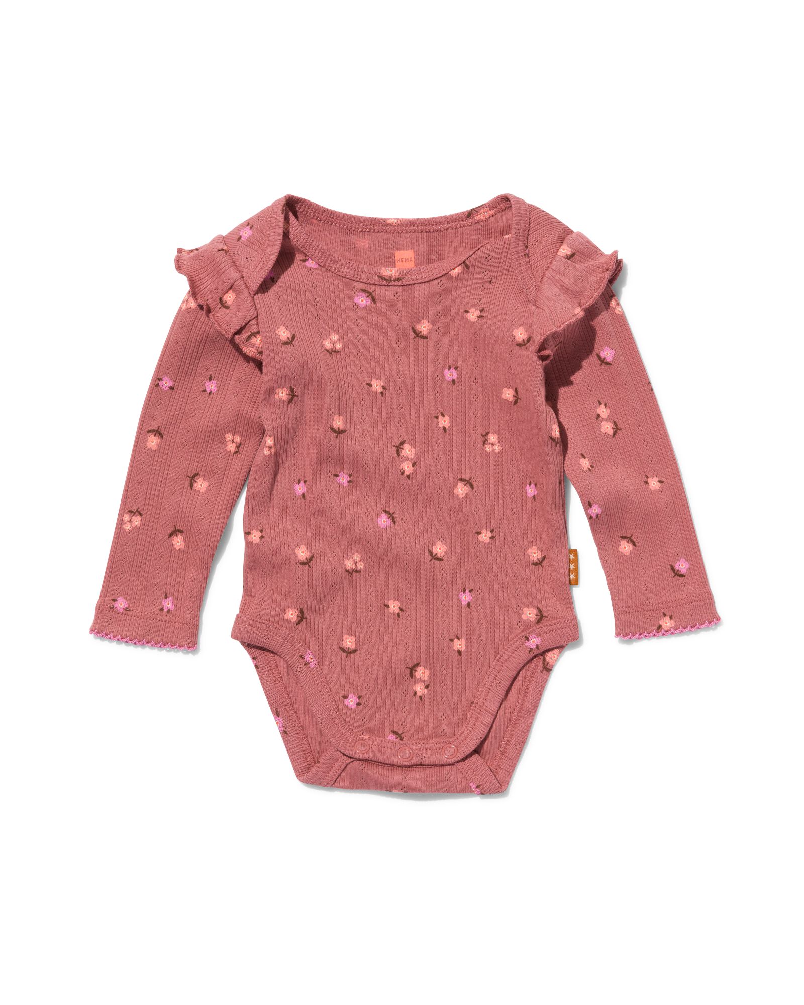 newborn kledingset legging en romper met ribbels en ajour roze - 1000029848 - HEMA