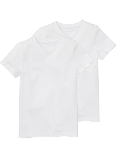 2-pak kinder t-shirts - biologisch katoen wit 86/92 - 30729140 - HEMA