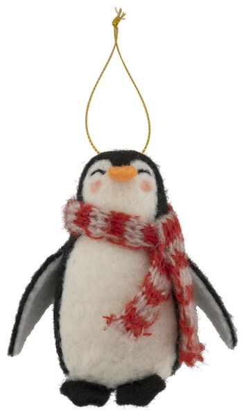 kersthanger van wol 9cm pinguïn - 25110016 - HEMA