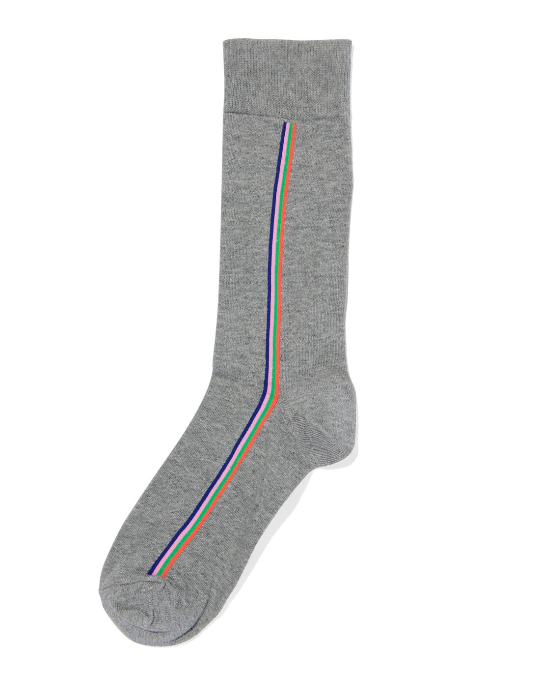 HEMA Heren Sokken Met Katoen Zijstreep Grijsmelange (grijsmelange)
