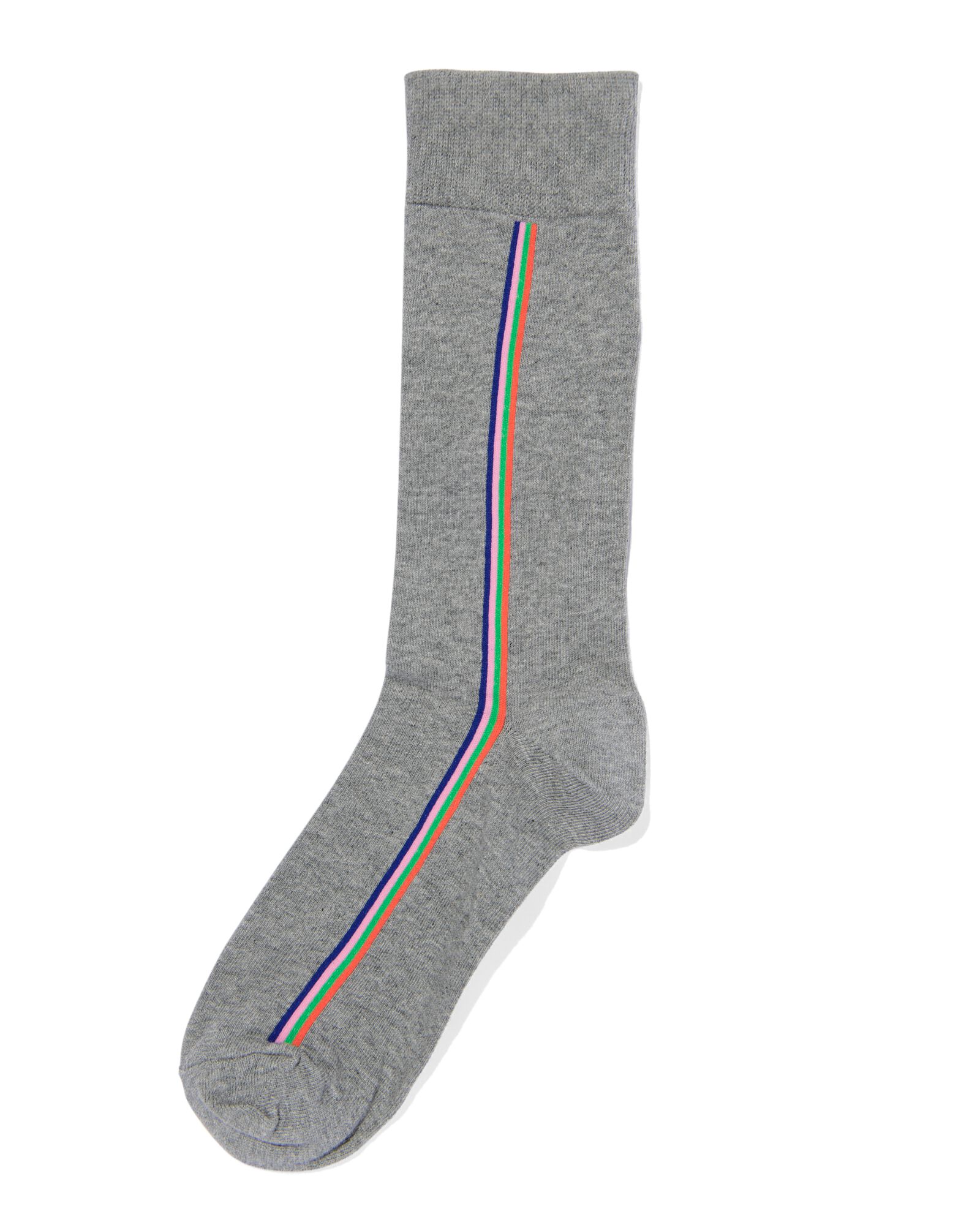 Image of HEMA Heren Sokken Met Katoen Zijstreep Grijsmelange (grijsmelange)