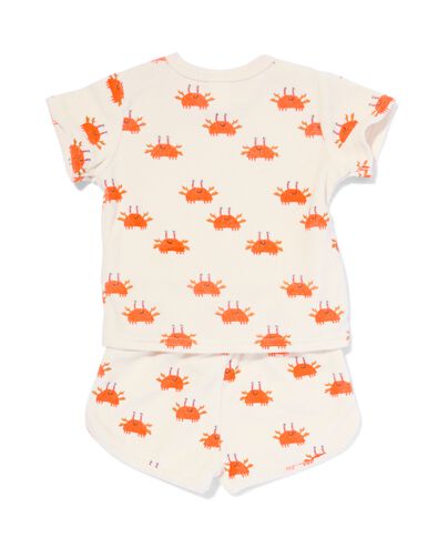 baby kledingset badstof t-shirt en short krabben ecru 98 - 33102657 - HEMA