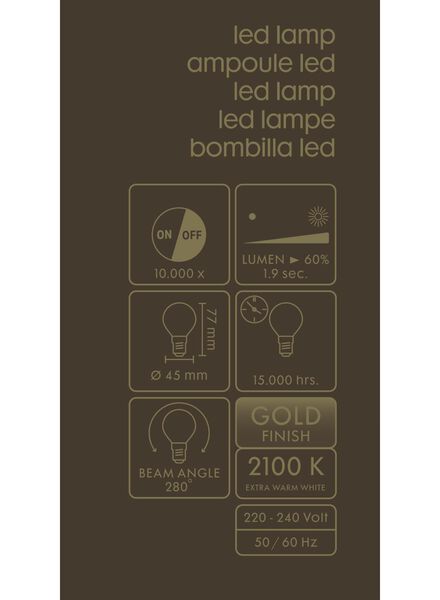 LED lamp 3,5W - 200 lm - kogel - goud - 20020080 - HEMA