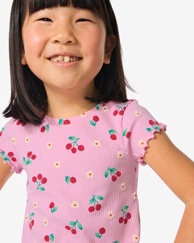 kinder t-shirt met ribbels roze 98/104 - 30836221 - HEMA