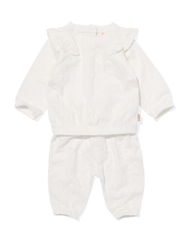 newborn kledingset broek en shirt met borduur ecru - 33481710ECRU - HEMA
