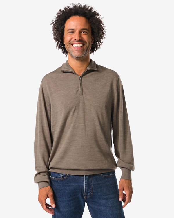 herentrui Frank merinowol taupe taupe - 2116980TAUPE - HEMA