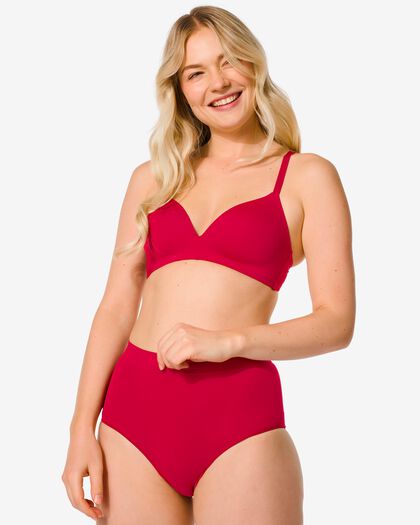 damesslip met hoge taille naadloos micro rood rood - 19650318RED - HEMA