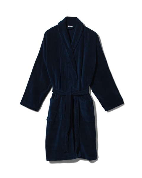 badjas velours donkerblauw donkerblauw - 1000003047 - HEMA