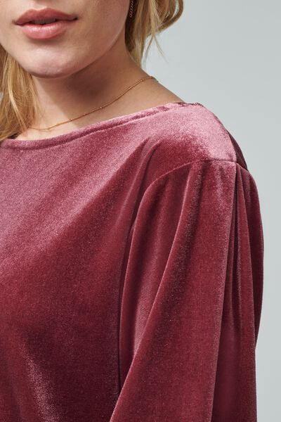 achter Nieuwe betekenis In detail dames t-shirt Lizzy velours rood - HEMA