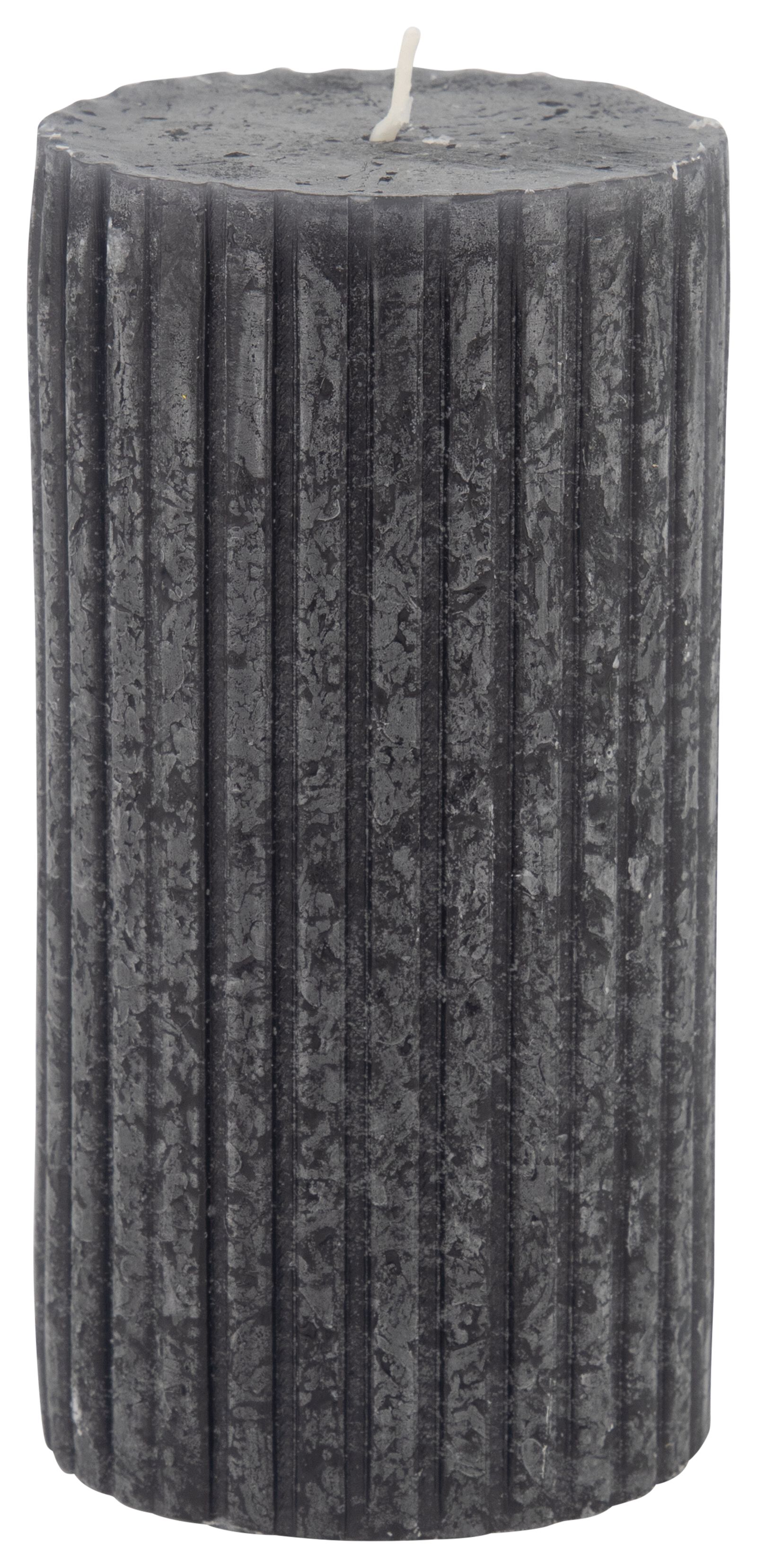 rustieke kaars met reliëf zwart zwart - 1000025605 - HEMA