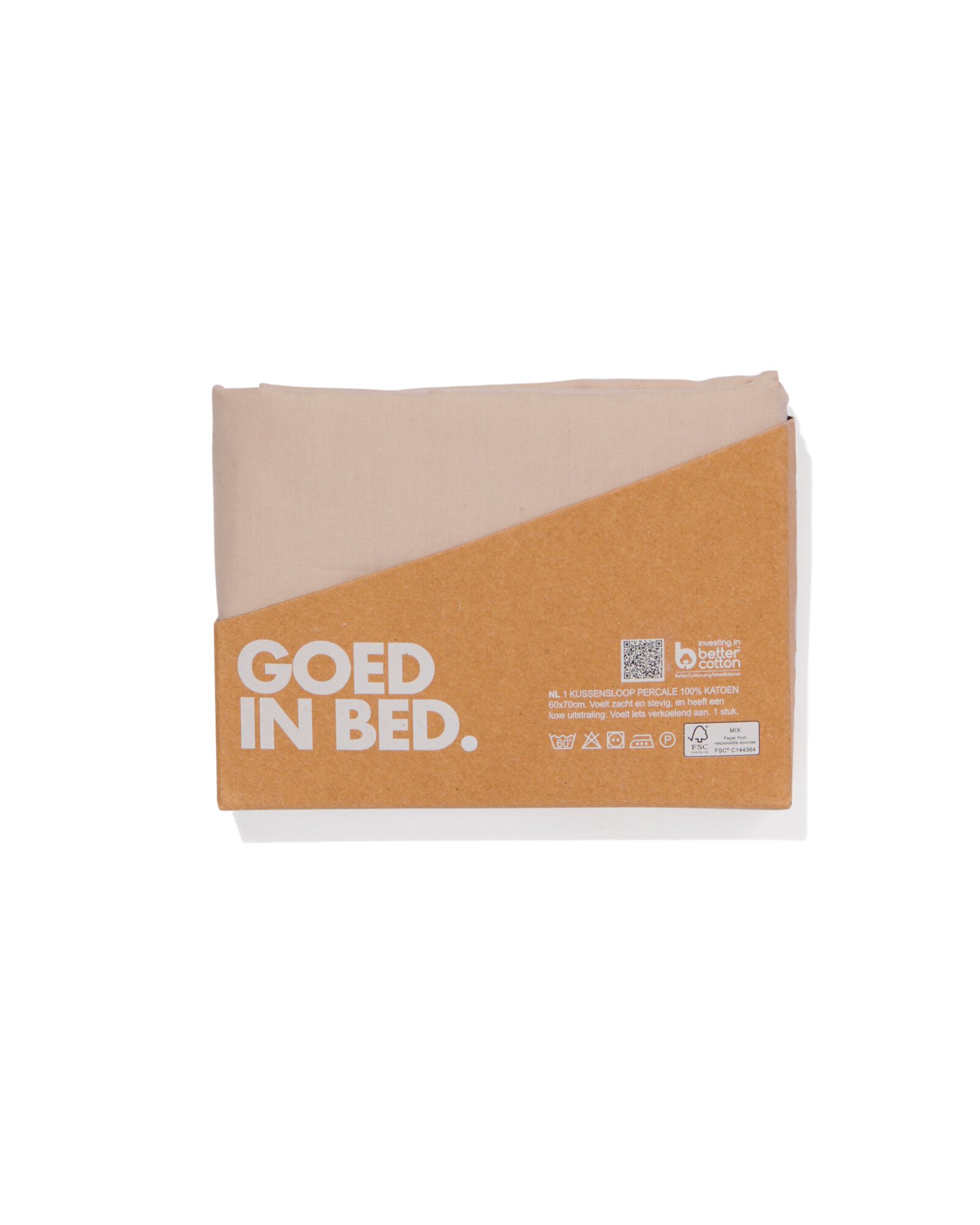 LINDA. kussensloop percal 60x70 bruisend beige - 5183093 - HEMA