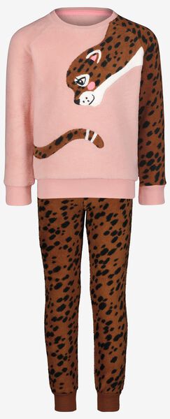 kinder pyjama fleece cheeta bruin - 1000028979 - HEMA
