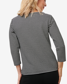dames t-shirt Kacey structuur zwart/wit zwart/wit - 1000029897 - HEMA
