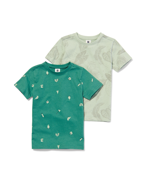 kinder t-shirts - 2 stuks groen groen - 1000030915 - HEMA