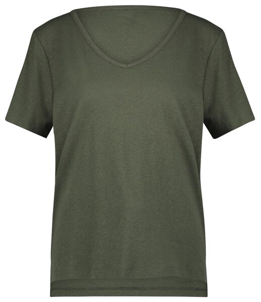 dames t-shirt Char linnen/katoen groen - 1000027994 - HEMA