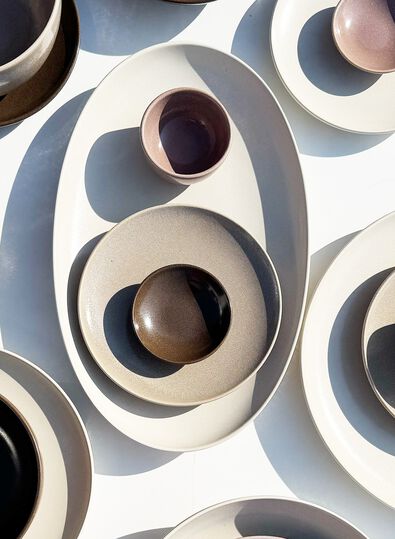 hoog schaaltje Ø7cm PUUR reactief glazuur donkerbruin - 9650180 - HEMA