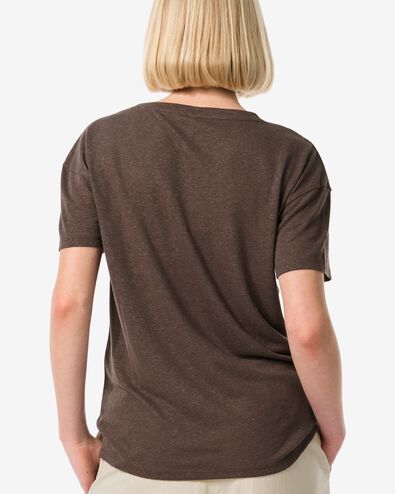 dames t-shirt Evie met linnen bruin bruin - 36263850BROWN - HEMA