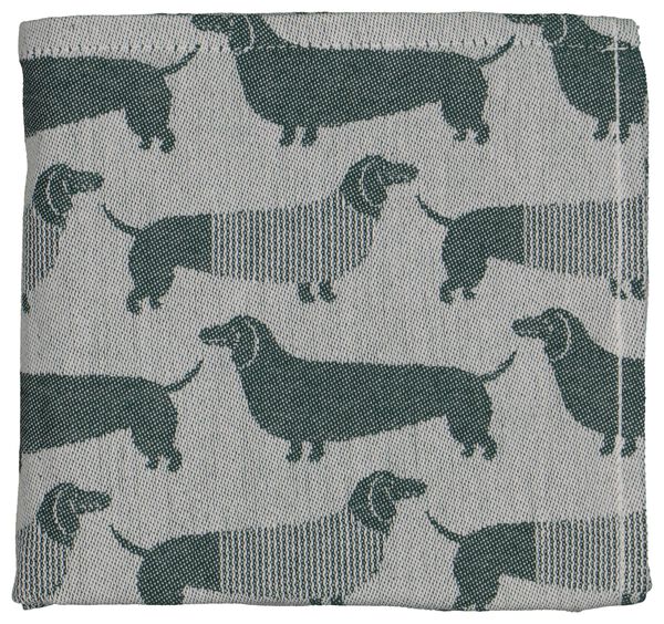 theedoek - 65 x 65 - katoen - groen teckel - 5400106 - HEMA