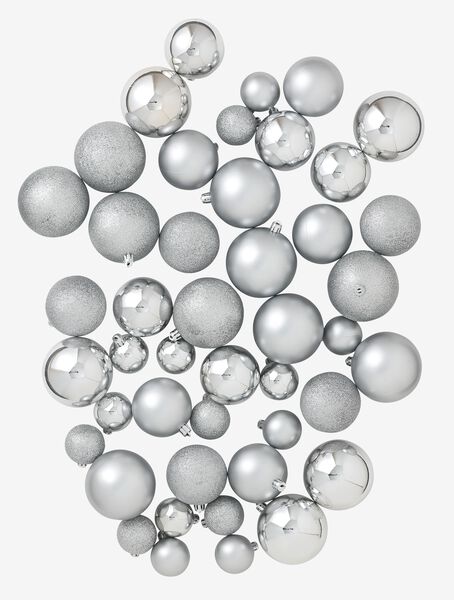 kerstballen gerecycled plastic zilver - 44 stuks - 25100881 - HEMA