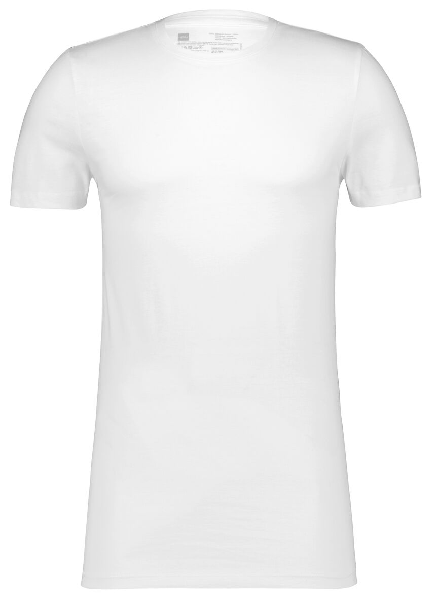Zich voorstellen schuld Gelijkenis heren t-shirt regular fit o-hals extra lang - 2 stuks wit - HEMA