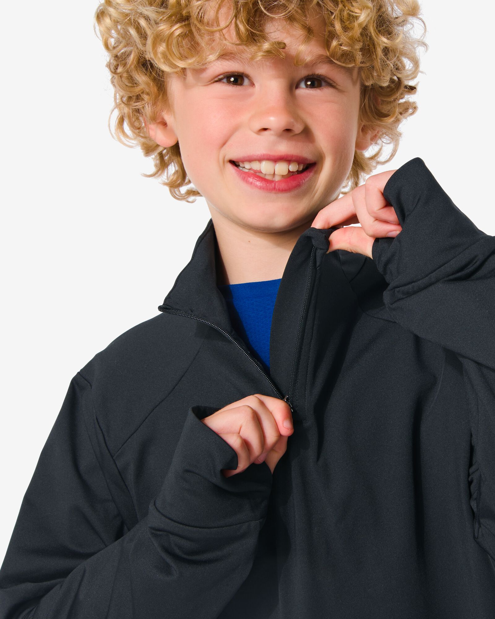 kinder fleece sportshirt zwart 146/152 - 36090319 - HEMA